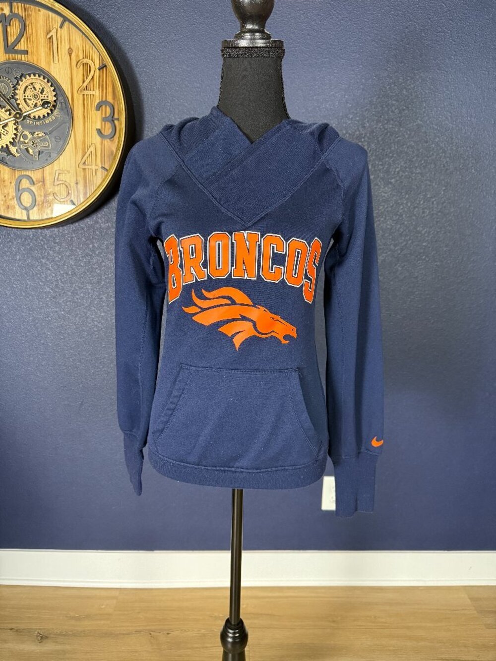Nike Therma-Fit Navy Denver Broncos NFL Pullover Hoodie | XS